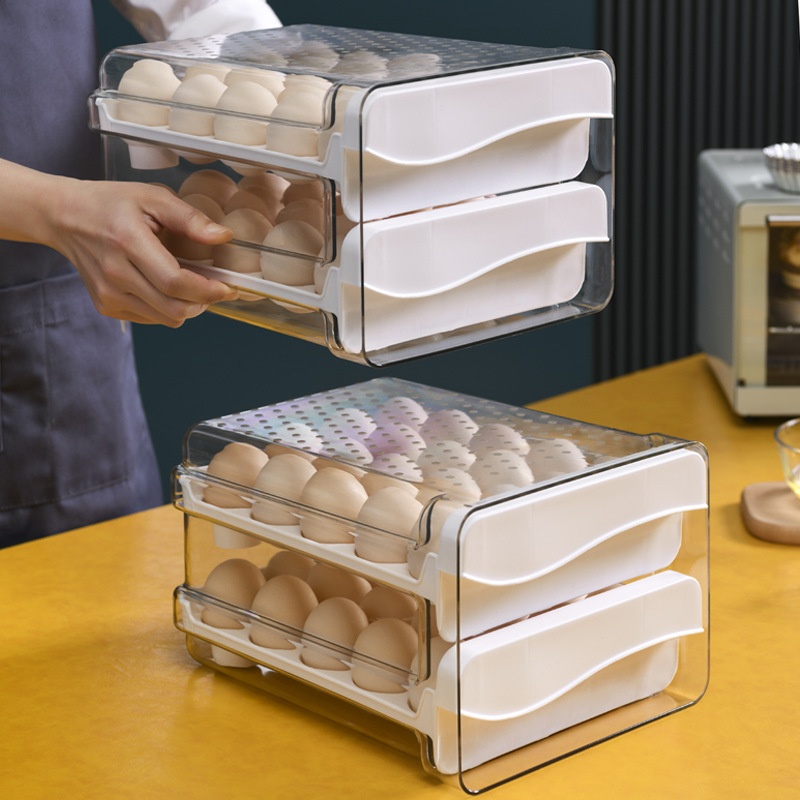 3135 Refrigerator Egg Storage Box Drawer Storage Tray Double-layer Pull-out Box For Egg Preservation Box