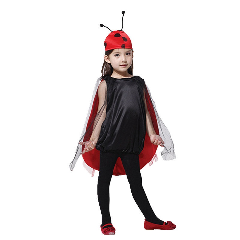 Halloween Kindergarten Performance Costume Seven-Ladybug Queen Beetle Scarab Short-sleeved Children's Animal Performance Costume