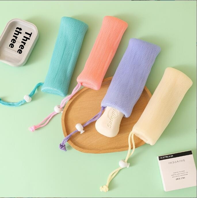 Thickened Foaming Net Facial Cleanser Handmade Soap Foaming Net Bag Hanging Storage Bath Soap Net Bag Soap Foaming Net