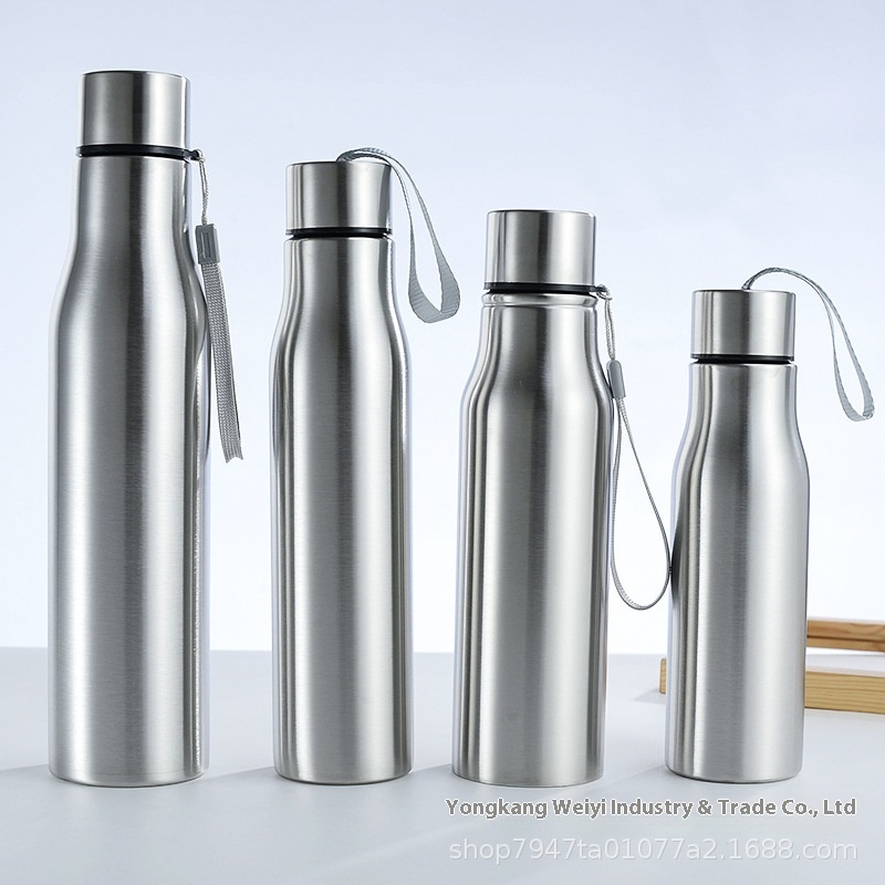 Single-layer Stainless Steel Cup Outdoor Large Capacity Portable Rope Sports Water Cup Creative Cycling Travel Kettle