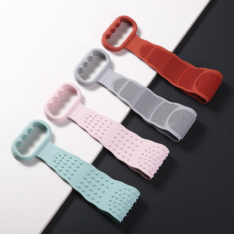 A2844 Silicone Bath Towel Long Bath Scrubbing Back Towel Double Layer Back Lengthened Bath Scrubbing Bath Brush