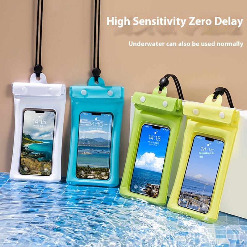 Waterproof Bag Three-layer Sealed Velcro Mobile Phone Waterproof Bag Three-fold Airbag Inflatable Mobile Phone Waterproof Bag