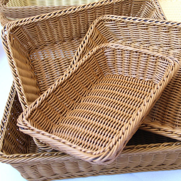 A1744 Imitation Rattan Rectangular Bread Basket Rattan Basket Rattan Basket Storage Basket Plastic Storage Basket Storage Basket