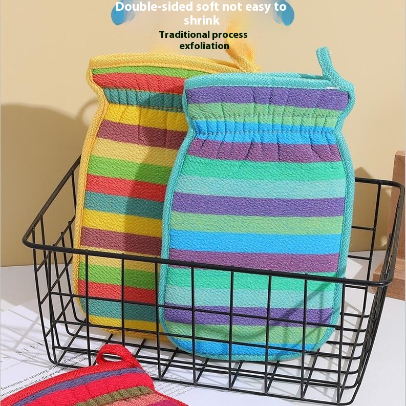 Striped Color Bath Towel Bath Towel Rub Mud Rub Gray Thick Double Layer Adult Bath Towel Rainbow Bath Towel