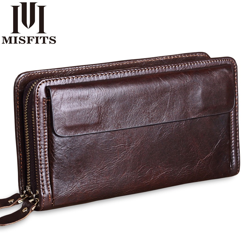 Celebrity Men's Clutch Wallet Men's Small Bag Business Men's Genuine Leather Wallet First Layer Cowhide Coin Double