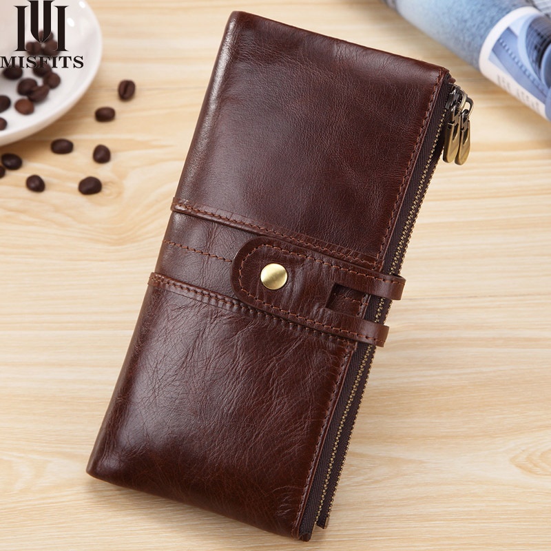 Foreign Trade Hot-selling First-layer Cowhide Fashion Casual Men's Long Wallet Clutch Large Capacity Retro Genuine Leather Card Holder