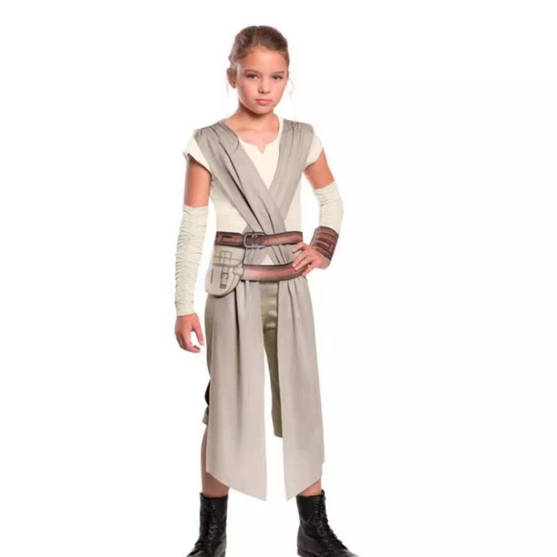 Star Wars The Force Awakens Rey Girl Clothes Scavenger White Soldier Warrior Halloween Costume