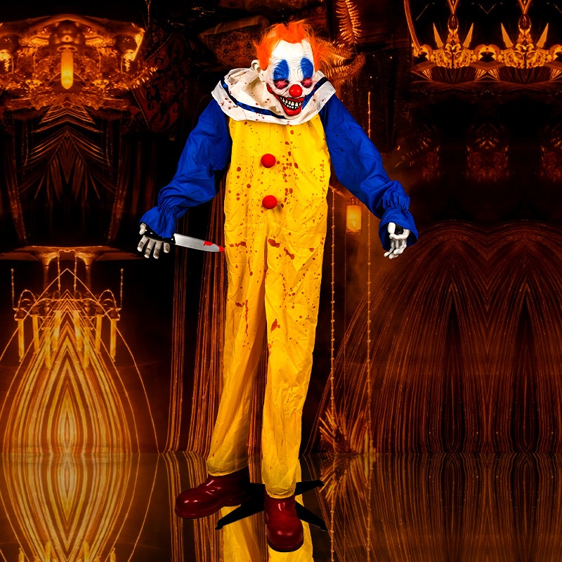 Halloween Horror Electric Clown Decoration:Spooky Prop For Haunted House And Large Outdoor Amusement Park Setup