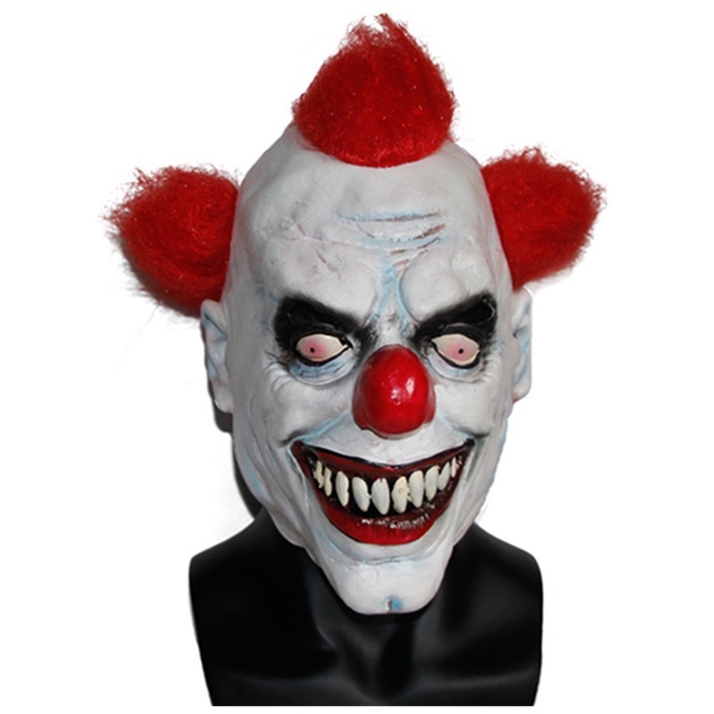 Halloween Horror Clown Mask Party Red Curly Hair Clown Latex Head Cover Dark Knight Costume Props