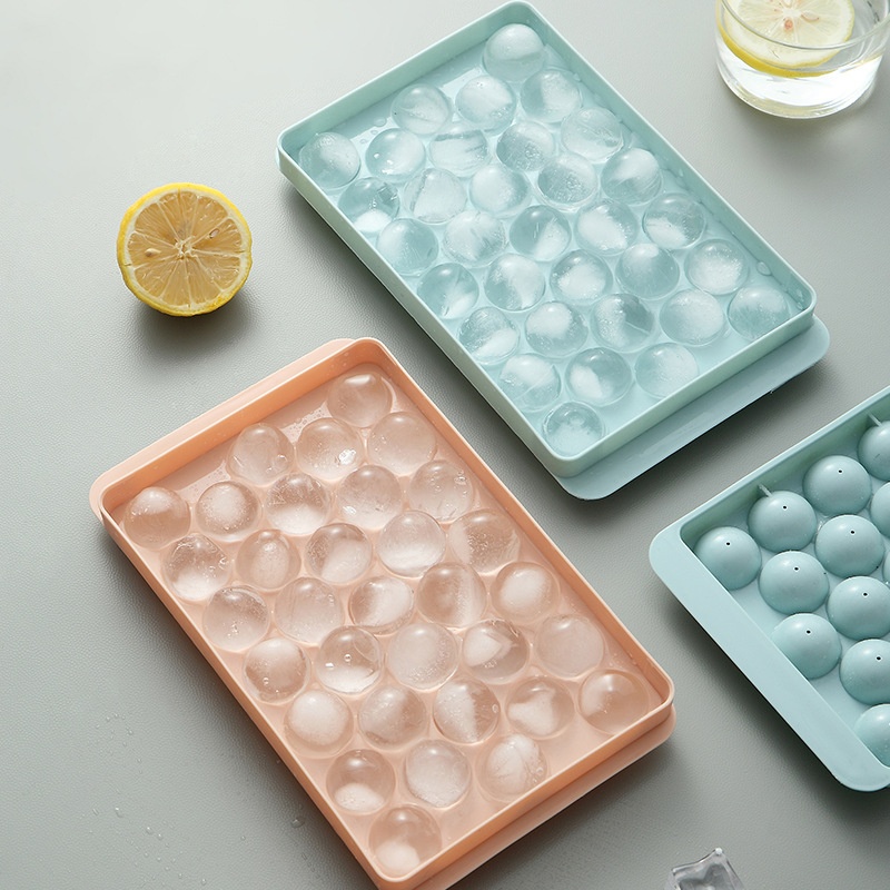 A3072 Round Ice Cube Tray With Lid Plastic Ice Cube Mold Ice Cube Box Large Capacity Popsicle Mold Ice Cube Tray