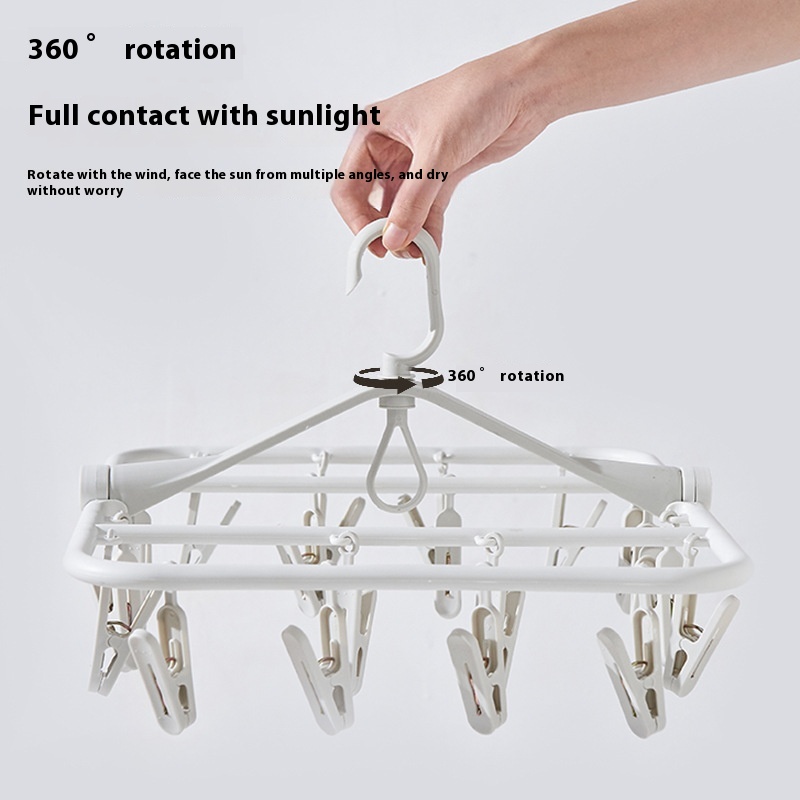 Plastic Household Windproof32 Clip Clothes Rack Multifunctional Clothes Socks Drying Rack Adult Children Portable Clothes Drying Rack