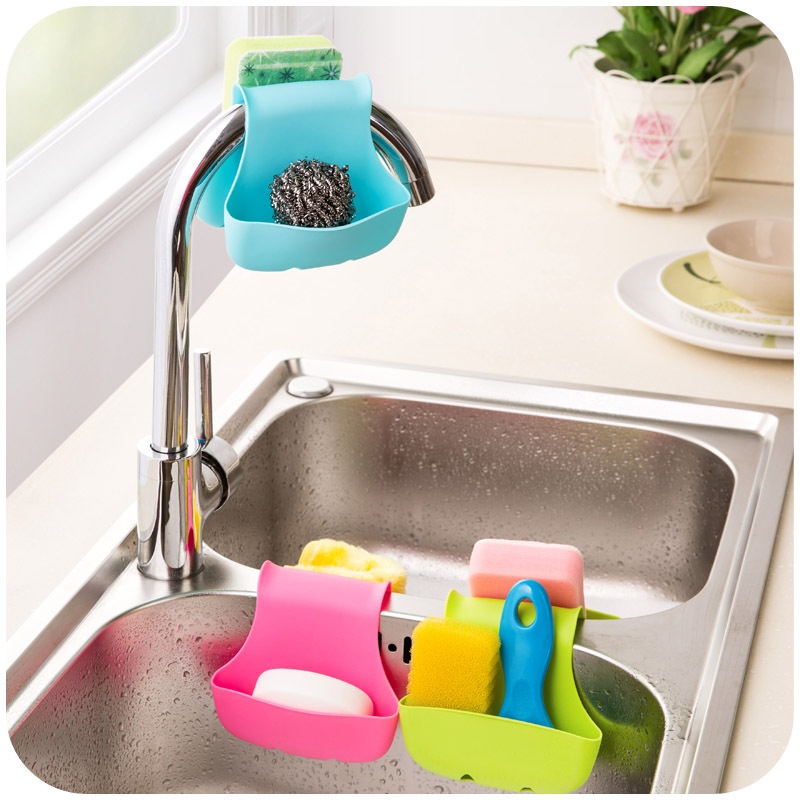 A1901 Sink Sponge Storage Drain Hanging Bag Saddle Style Dual-purpose Sundries Drain Basket Kitchen Rack
