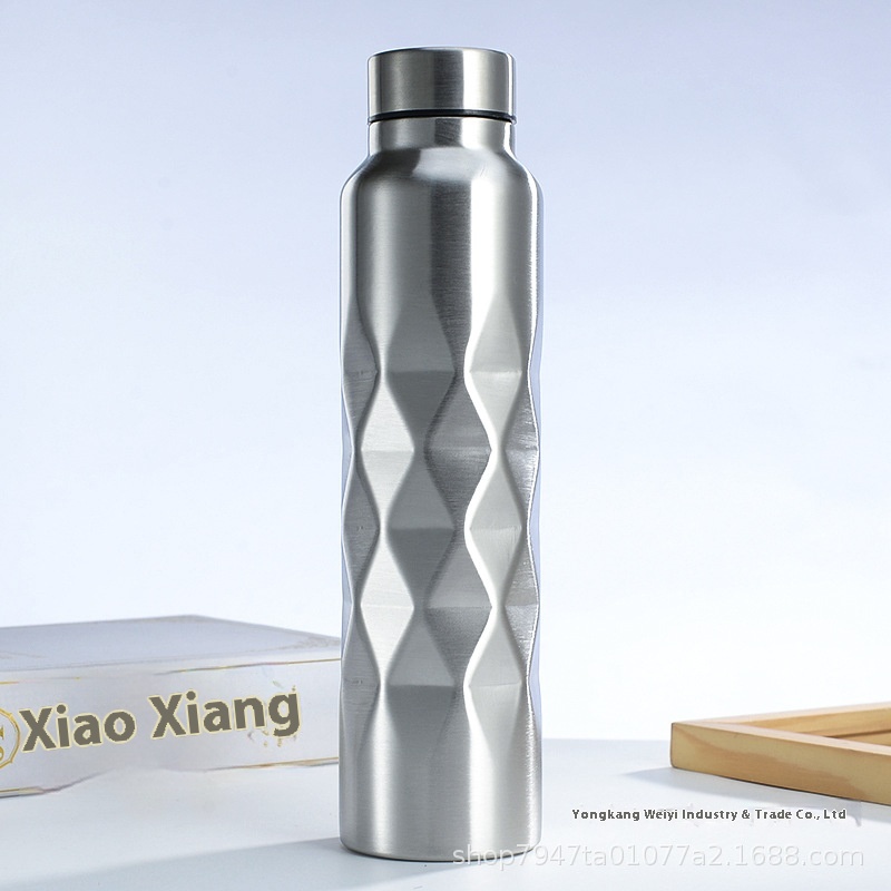 Outdoor Large Capacity Sports Water Bottle Single Layer Stainless Steel Diamond Cup Creative Cold Water Bottle