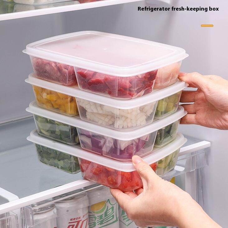 Refrigerator Multifunctional Fresh-keeping Box Household Kitchen Vegetable And Fruit Four-grid Food Frozen Sealed Storage Box