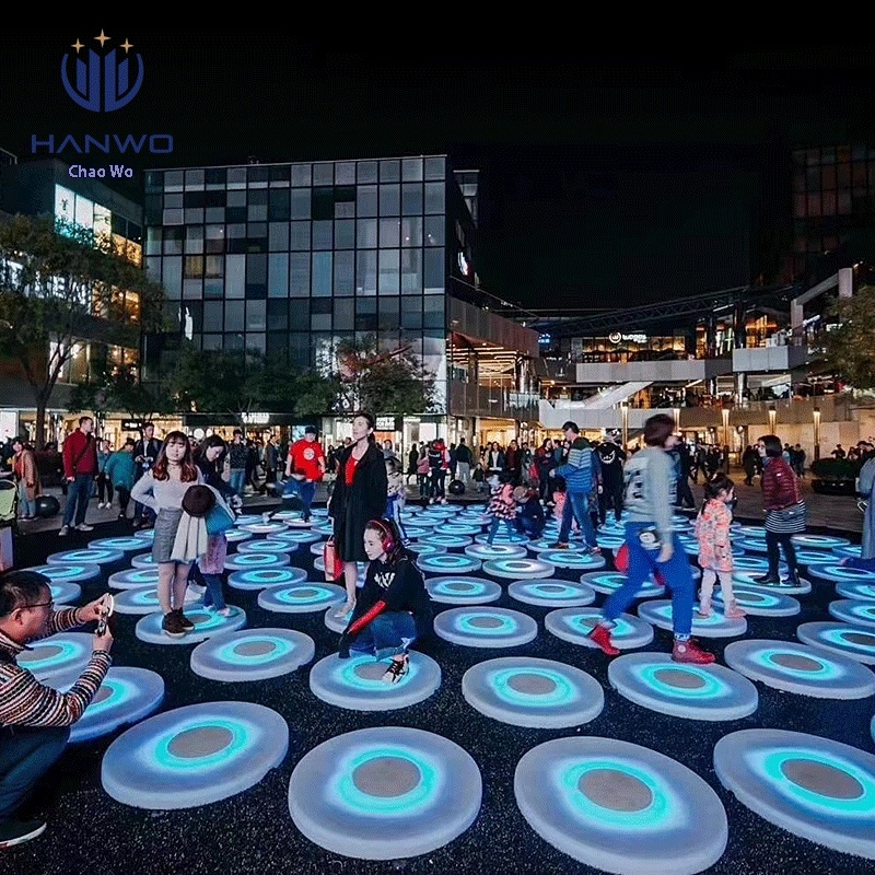 Outdoor Courtyard Garden Layout Floor Tile Lights Induction Interactive Color Running Footstep Lights Dance Floor Gravity Floor Lights Rainproof