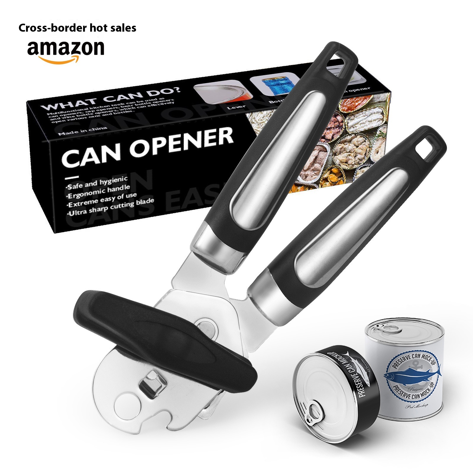 Can Opener Manual Stainless Steel Multi-functional Powerful Can Opener Can Opener Kitchen Can Opener Tool