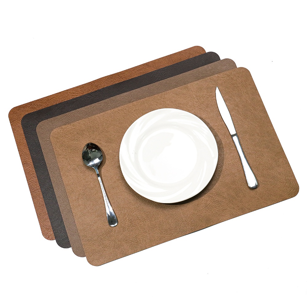 Table Mat Anti-scalding Table Mat Waterproof And Oil-proof Cowhide Grain Double-sidedulation Pad High-grade Leather Table Mat Non-slip