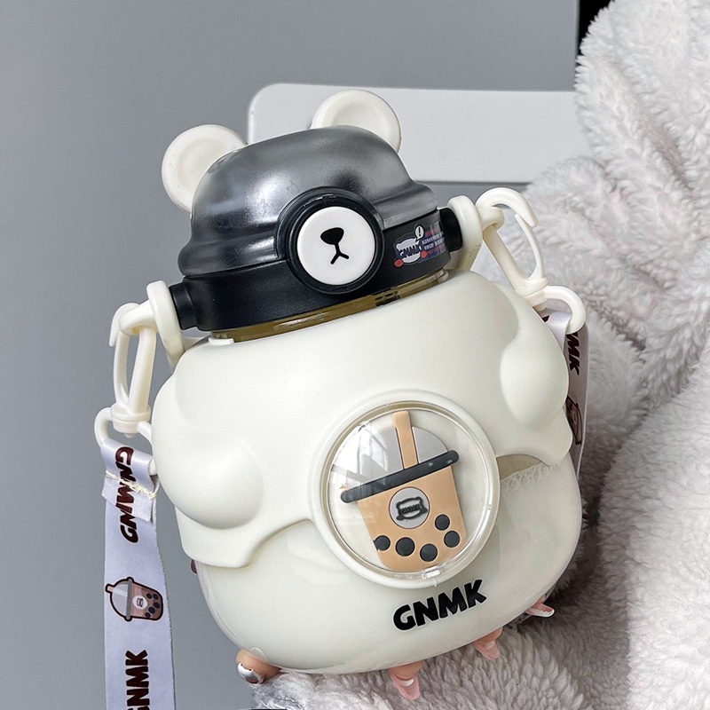 Water Cup For Girls High-value Plastic Big Belly Cup Double Drinking Mouth Cute Net Celebrity Cup With Straw Student Portable Kettle