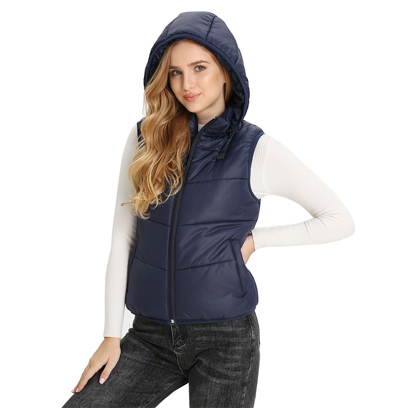 Smart Temperature-Control Heated Vest,Thermal Hooded Carbon Fiber Electric Heated Vest Jacket