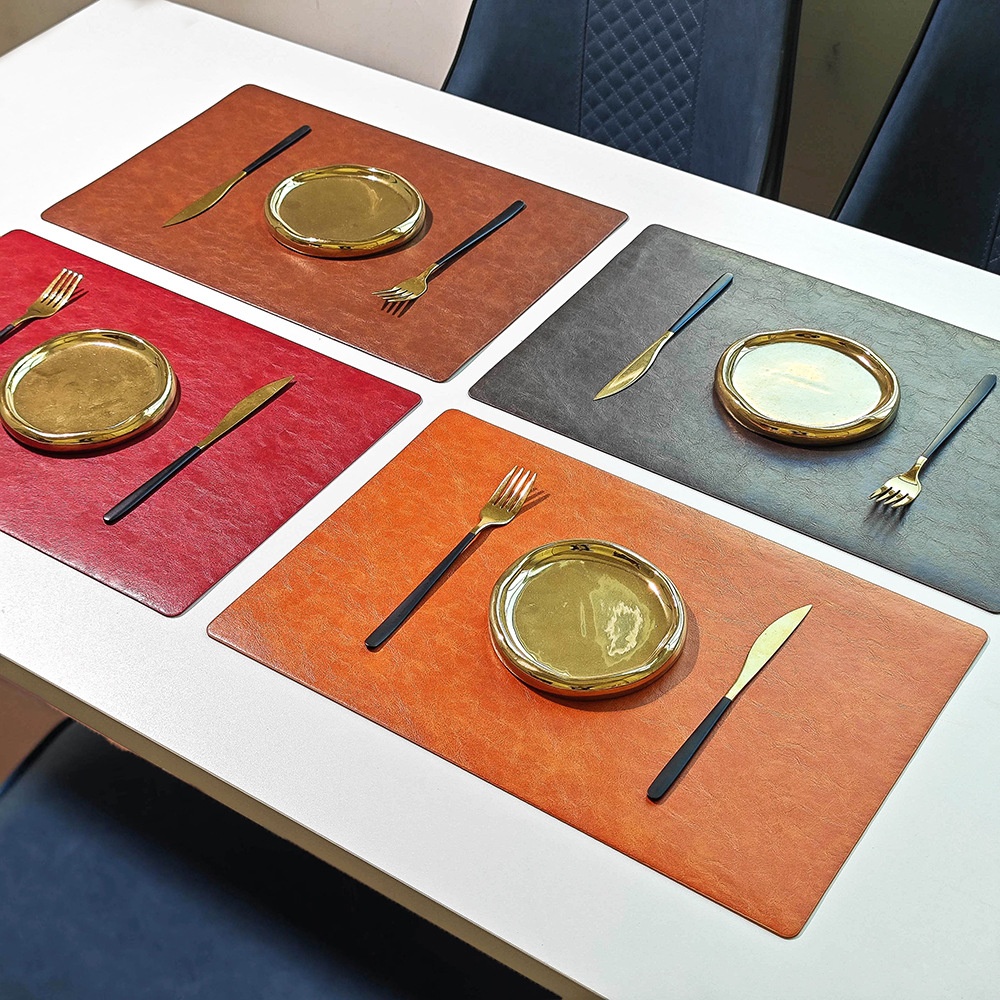 Oil Grain Rectangular Leather Placemat High-grade Waterproof And Oil-proof Double-sided Restaurantulation Pad