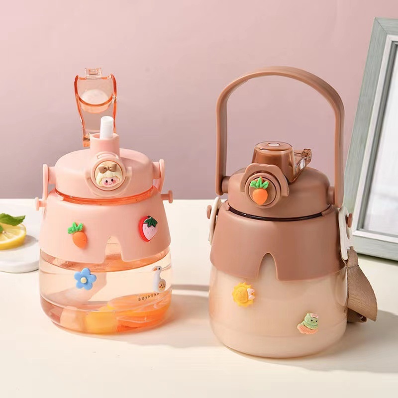 Large Capacity Plastic Water Cup Internet Celebrity High Value Double Drinking Big Belly Cup Creative Gift Children Student Portable Kettle