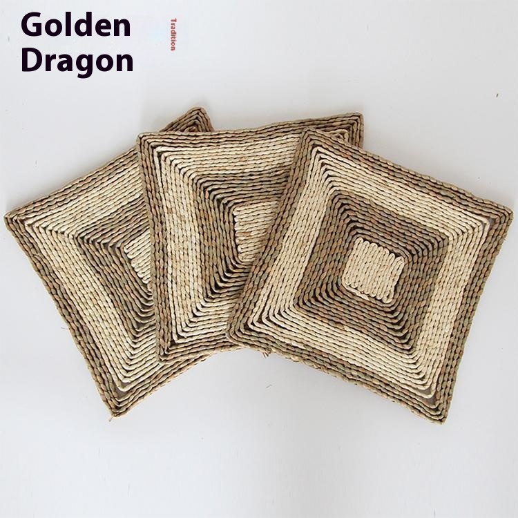 Woven Square Table Mat Cattail Single Piece Tableulation Mat Pot Mat Tableulation Mat