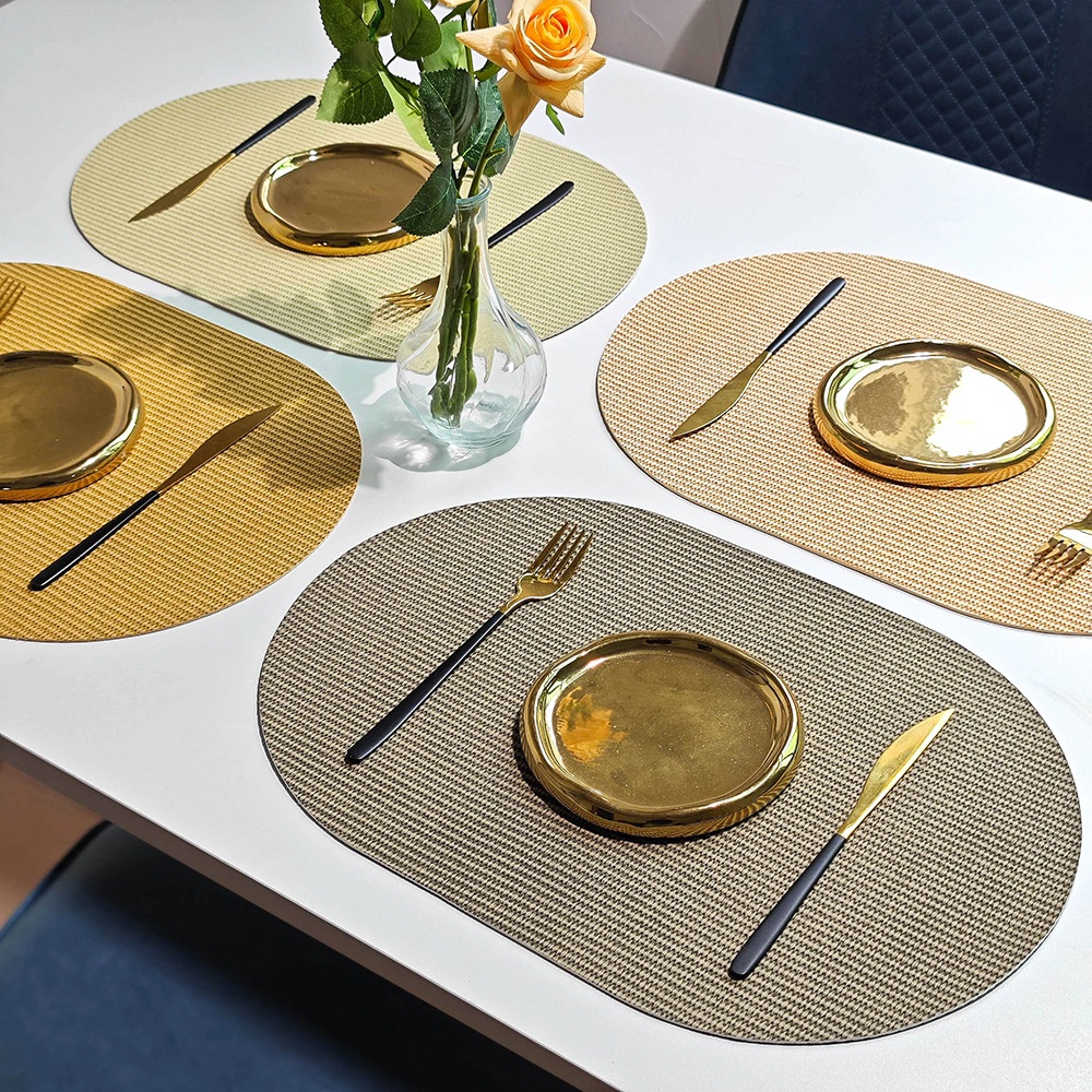 Oval Woven Leather Placemat Commercial Home Restaurant Waterproof And Oil-proof Table Matulation Pad