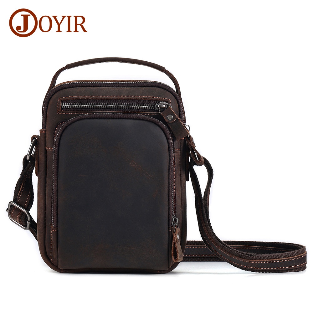 Genuine Leather Shoulder Bag Men's European And American Retro Men's Messenger Bag Crazy Horse Leather Shoulder Messenger Small Bag Men's Bag