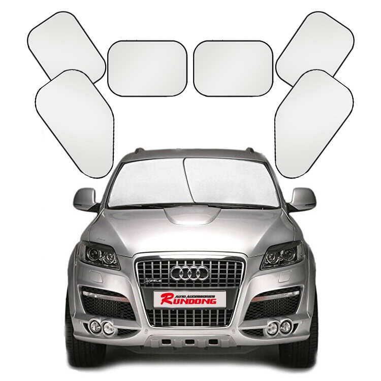 Car Sunshade Silver Coated Cloth Car Sunshade Summer Front Side Shield Rear Shield Sunshade Set