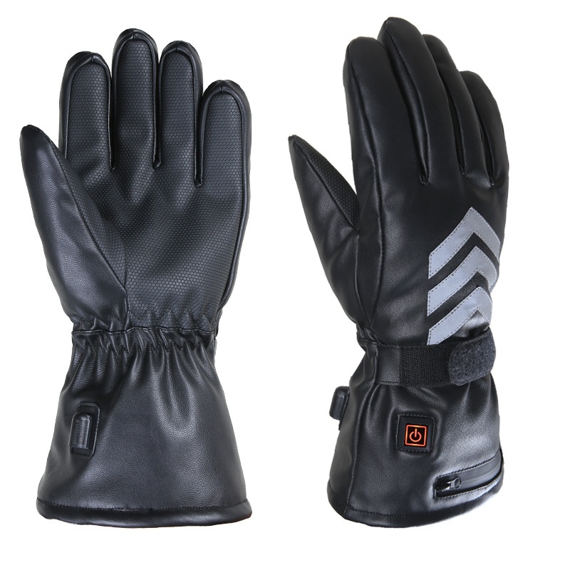 PULeather Heated Gloves,Ski Thermal Gloves With Cottonulation,Rechargeable Self-Heating Electric Gloves