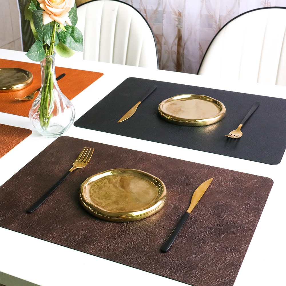 Cowhide Grain Pvc Leather Placemat Waterproof,Oil-proof And Scalding Coffee Mat Western Food Matulation Mat Table Mat