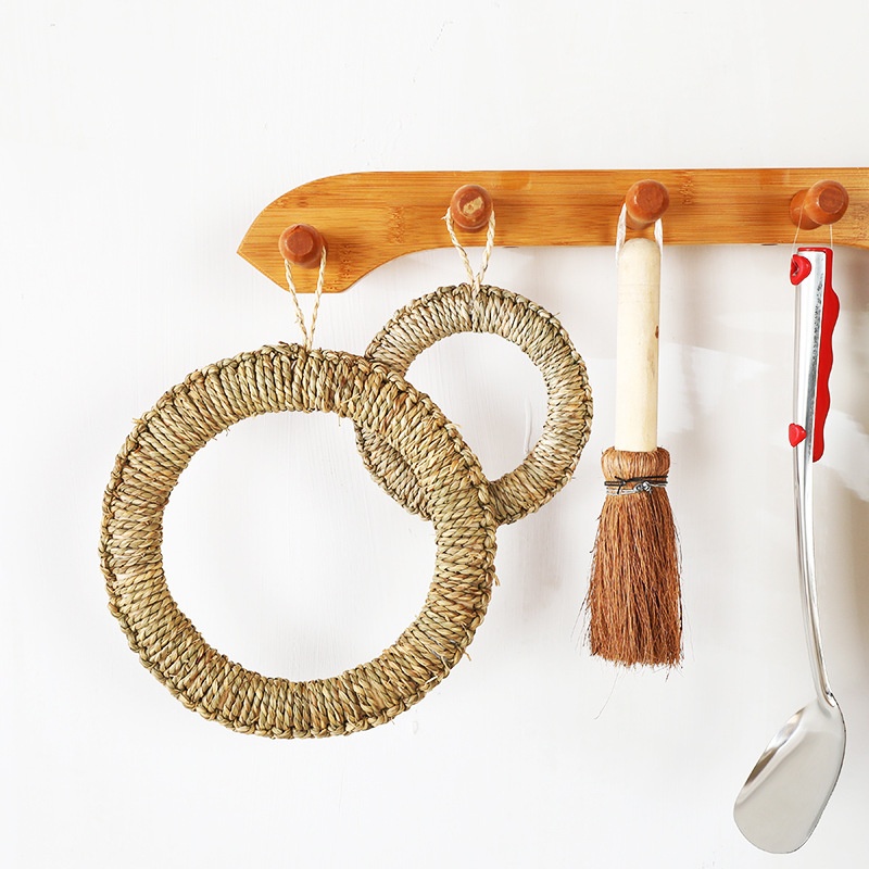 Pot Matulation Pad Woven Crafts Woven Corn Husk Ring Pot Mat Dining Table Pot Mat Kitchen Mat