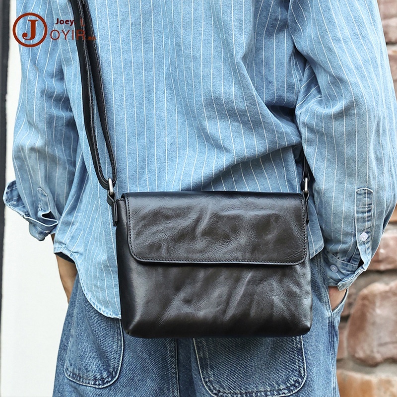 Men's Small Shoulder Bag Vegetable Tanned Leather Simple Shoulder Bag Messenger Bag High-end Backpack Men's Bag Genuine Leather Messenger Bag Boys