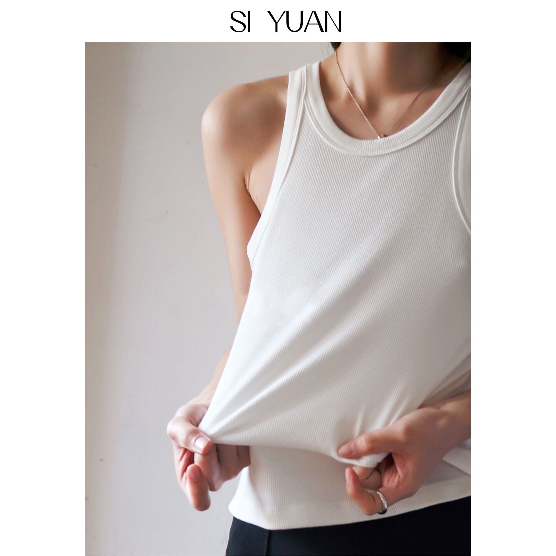 Siyuan Tote Tank Nordic Slim Design Threaded T-shirt Bottoming Top Suspenders I-shaped Vest Female2505