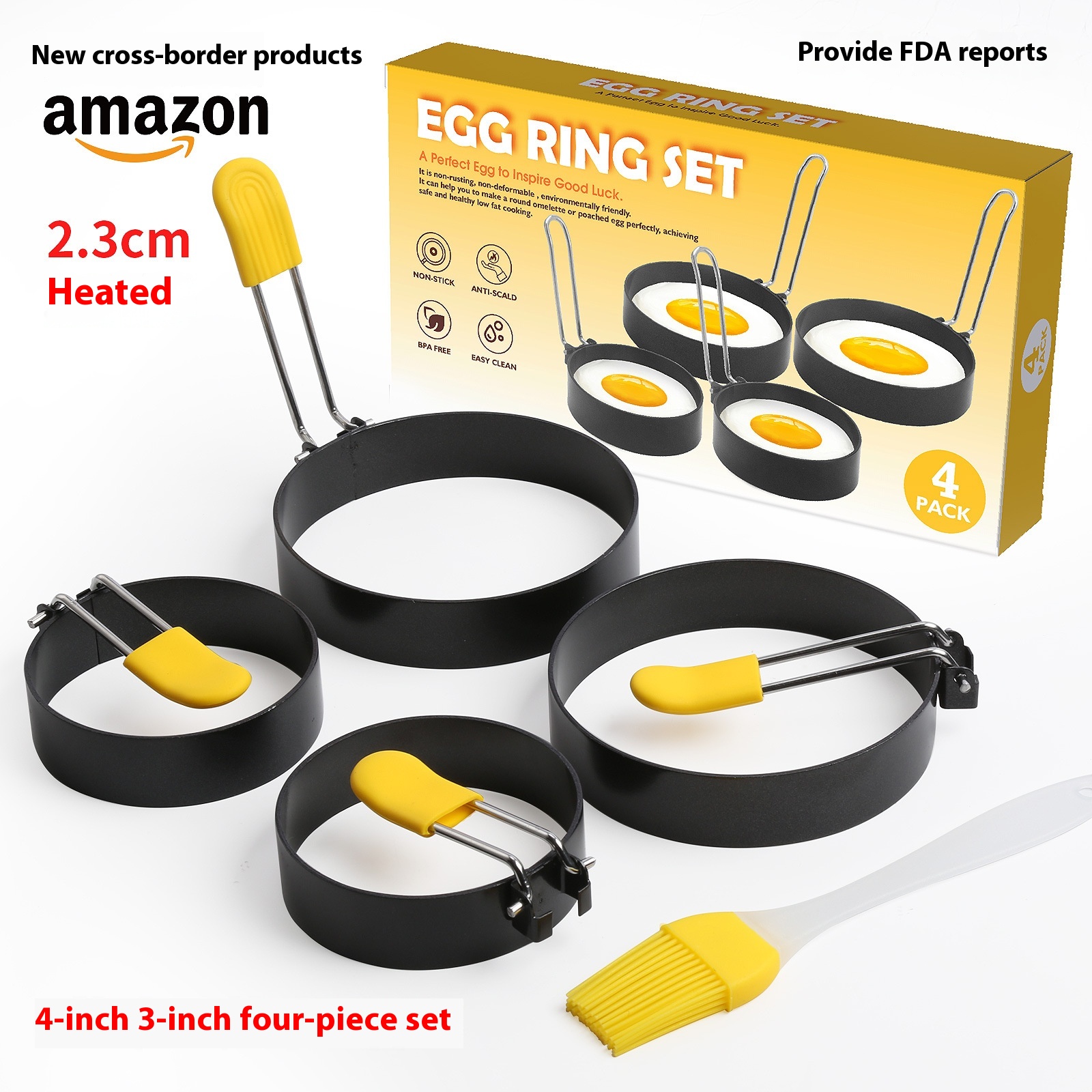 4 Inch3 Inch Anti-scalding Egg Ring Iron Spray Non-stick Round Omelette Omelette Model Omelette Mold Omelette Ring