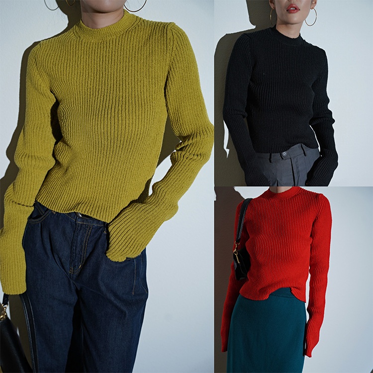 Strongly Recommend B*Temperament All-match Sweater Half Turtleneck Large Elastic Texture Show Back Thin Slim Fit Pullover Knitted Bottoming Shirt