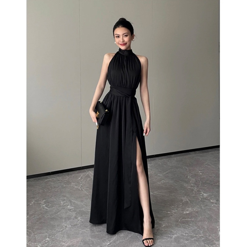 Temperament High-grade Black Long Dress Female Style Light Luxury Sleeveless Celebrity Dating Long Dress Birthday Dress Skirt