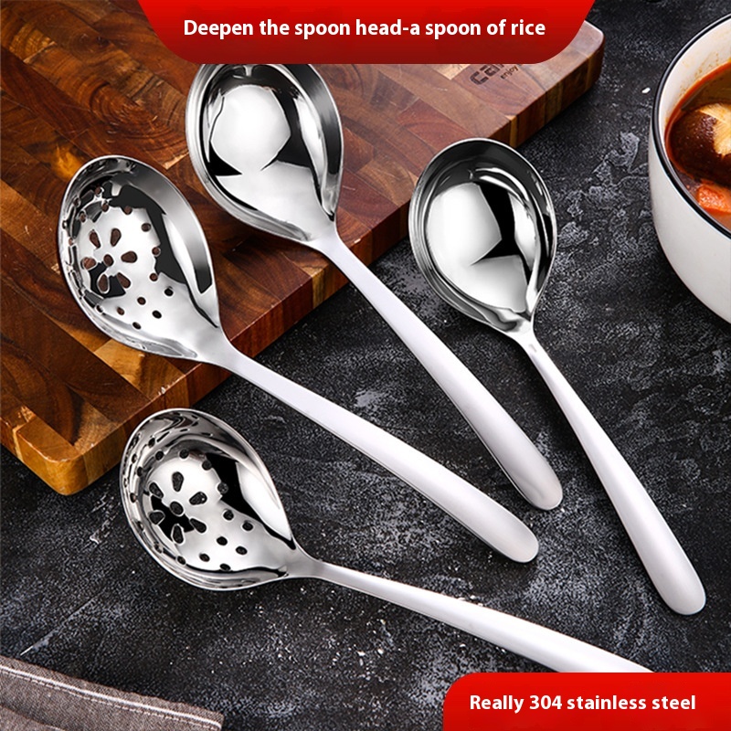 Public Spoon304 Stainless Steel Drinking Spoon Shared Thickened High-value Public Spoon Hotel Meal Colander Porridge Spoon