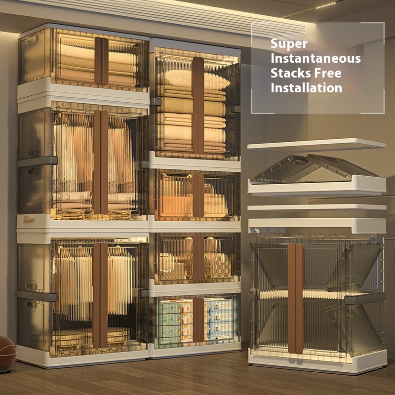 Light Luxury Freetallation Plastic Wardrobe Household Large Capacity Foldable Storage Cabinet Children's Toys Clothes Storage Cabinet