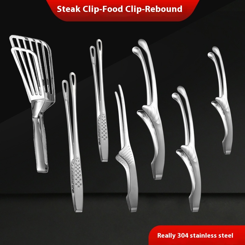 304 Stainless Steel Food Clip Thickened Food Clip Zibo Barbecue Clip Steak Bread Barbecue Clip Buffet Clip