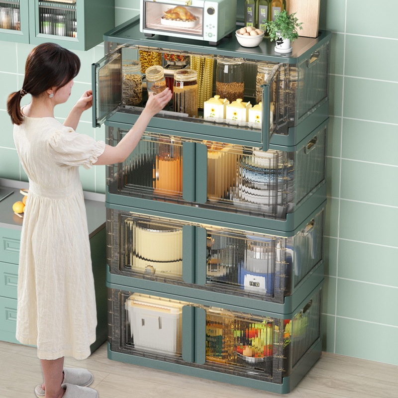 Light Luxury Freetallation Plastic Wardrobe Home Kitchen Clothing Toy Storage Cabinet Transparent Folding Gap Storage Cabinet