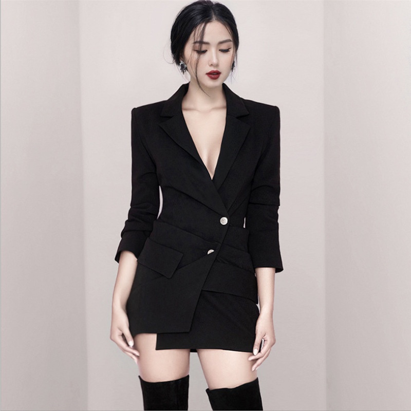 Spring And Autumn European And American Fashion Leisure OLLapel Waist Slim Fit Celebrity Temperament Short Suit Jacket For Women