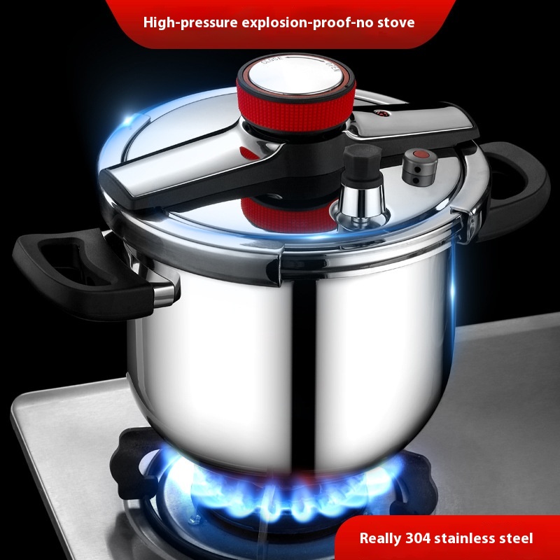 304 Stainless Steel Explosion-proof Pressure Cooker Household Gas Stove Induction Cooker Universal Uncoated Large Capacity Pressure Cooker