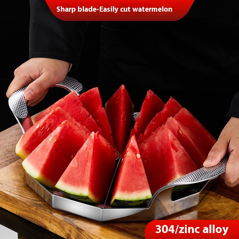 304 Stainless Steel Large Watermelon Cutter Artifact Split Eating Watermelon Cut Cantaloupe Cutter Fruit Cutting Tool