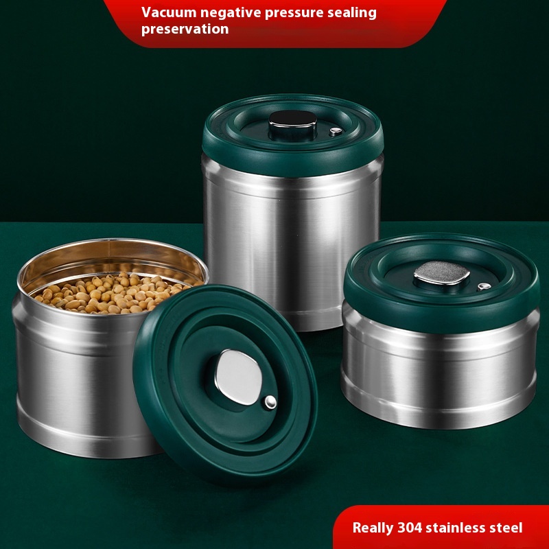 304 Stainless Steel Sealed Jar Japanese Moisture-proof Fresh-keeping Jar Coffee Bean Vacuum Storage Jar Tea Snack Storage Box