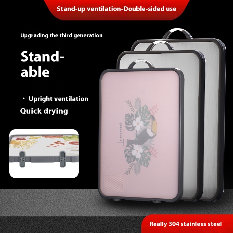 Antibacterial Chopping Board304 Stainless Steel Classification Household Chopping Board Kitchen Double-sided Fruit Chopping Board Classification Plastic Chopping Board
