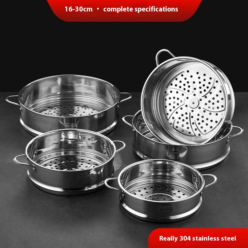[16cm-30cm]304 Stainless Steel Steamer Household Steamer Grate Steamer Steamer Interlayer Steamer Rack Folding316