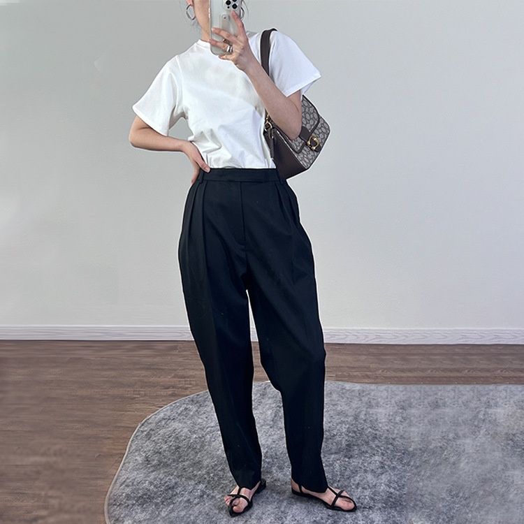 The Owner Strongly Recommends!CThin Fine Wool Trousers Lazy Casual Style Street Spring And Summer Casual High Waist Trousers