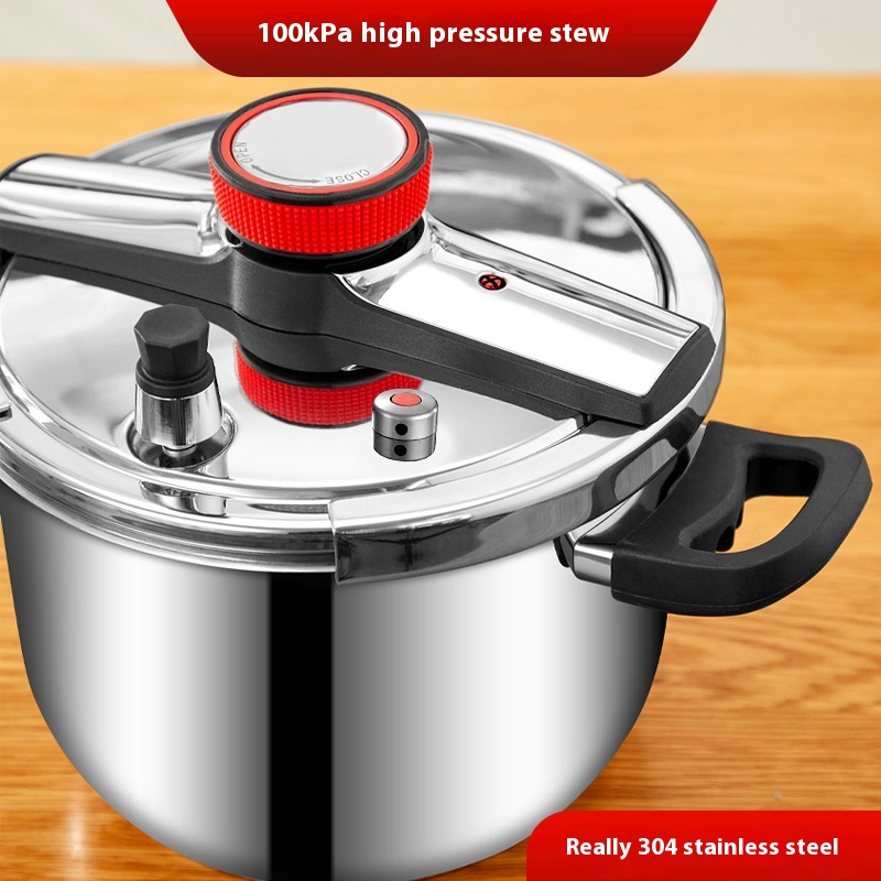 304 Stainless Steel Pressure Cooker Household Explosion-proof Pressure Cooker Large Capacity Induction Cooker Gas Stove Universal57 LSteaming Soup Pot