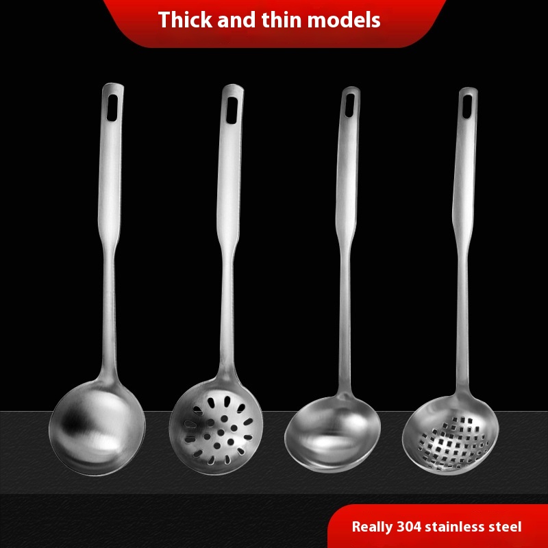 304 Stainless Steel Hot Pot Spoon Colander Household Large Soup Shell Soup Spoon Long Handle Small Scoop Soup Porridge Spoon Cooking Spoon